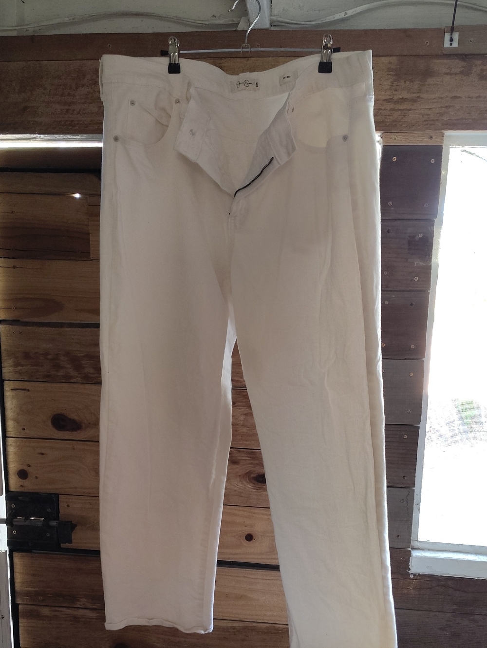 Jessica Simpson Cream Straight-Leg Pants Boyfriend Plus 18W